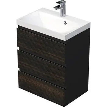 Koupelnový nábytek Koupelnová skříňka s umyvadlem SAT Cube Way 60x71x40 cm hnědá mat CUBE3D603ZH