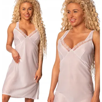 Dámské šaty Tričko noční Markal bílé s ramínky a krajkou, velikost 52 plus size