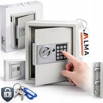 Skříňka na klíč SKŘÍŇKA NA KLÍČE S KÓDEM, SEJF PRO 44 KLÍČŮ, BÍLÁ, CELOKOVOVÁ, 300x365x100 MM