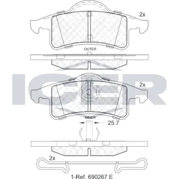 Auto-moto Sada brzdových destiček, kotoučová brzda ICER 181399