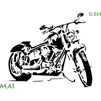 Plastová šablona pro malování - Auta, lodě, letadla, vlaky - Motorka (G014) - A4 , Nelepící folie