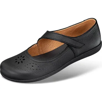 Dámská zdravotní obuv Dámské baleríny s děrováním a páskem na suchý zip, ražená useň, černá: 37