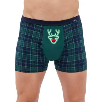 Boxerky Boxerky vánoční pánské Cornette 75 Sobík zelené Barva: Zelená, Velikost: M