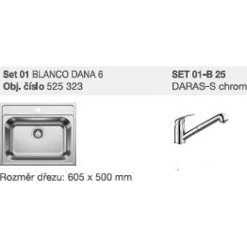 Vodovodní baterie SET 01-A 26 Dana 6 přírodní lesk + Daras chrom