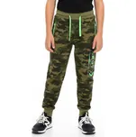 CHLAPECKÉ MASKÁČOVÉ TEPLÁKY ARMY PRO DĚTI Barva: Maskáč se zeleným nápisem, Velikost: 152