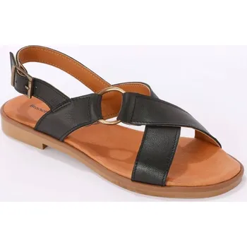 Dámské sandále Kožené sandály s překříženými pásky černá 38