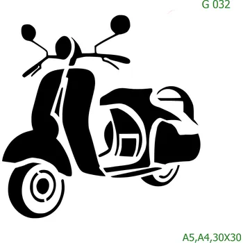 Plastová šablona pro malování - Auta, lodě, letadla, vlaky - Skútr (G032) - A4 , Lepící fólie