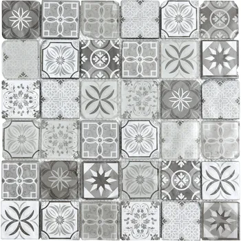 Skleněná mozaika Premium Mosaic černobílá 30x30 cm mat / lesk PATCHWORK48MIX1