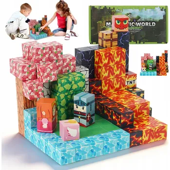 ostatní stavebnice SADA 150 MAGNETICKÝCH KOSTEK STAVEBNICE ŠESTIHRANNÉ STAVEBNICE + FIGURKY