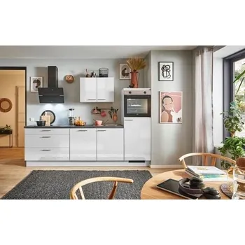 Kuchyňská linka se spotřebiči, dřezem a dřezovou baterií Naturel 280x60x92 cm mat světle šedá lesklá 509PKW5280G1R