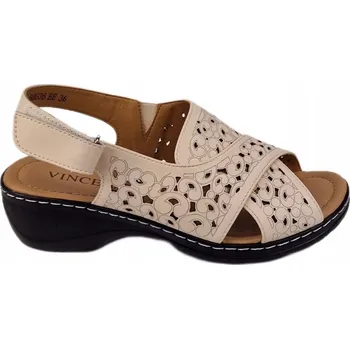 Dámské sandále Dámské prolamované sandály VINCEZA 66636 béžové vel. 38