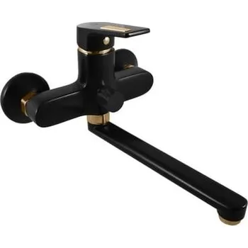 Vodovodní baterie Vanová baterie RAV SLEZÁK Colorado s otočným ramínkem 100 mm černá matná/zlato CO353.0CMATZ