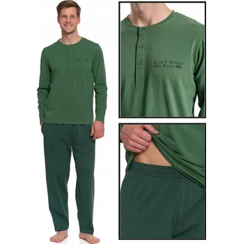 Pánské pyžamo PÁNSKÉ BAVLNĚNÉ PYŽAMO DVOUDÍLNÉ ROZEPÍNACÍ S DLOUHÝM RUKÁVEM MORAJ M