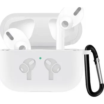 Pouzdro na mobilní telefon Silikonový obal s karabinou pro AirPods Pro - bílý