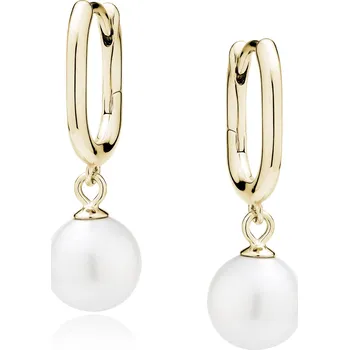 Náušnice Pozlacené oválné náušnice s perlou Ag 925/1000