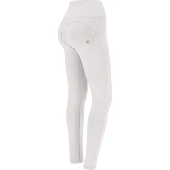 Dámské kalhoty Freddy WR.UP kalhoty ve světle béžovo-bílé barvě, organická bavlna, vysoký pas na zip, skinny střih Vybraná velikost: M