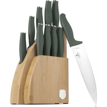Kuchyňský nůž Berlingerhaus Sada nožů se stojanem BAMBOO 10 ks Matte Green Collection