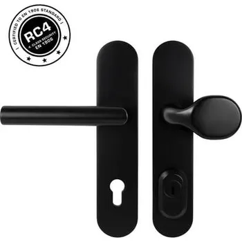 Dveřní kování Bezpečnostní kování MPK Securo černá matná s překrytím pro vstupní dveře SECUROBSMAKL90