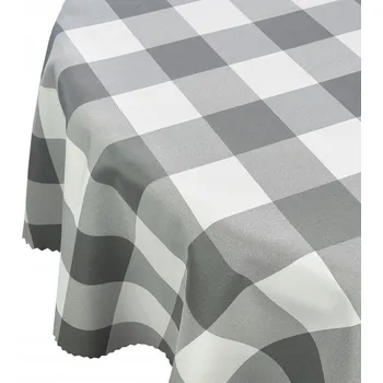ubrus Obrus Plamoodpudivý na Stůl Alice Vzor Mřížka Šedá Kulatý prům. 100 cm