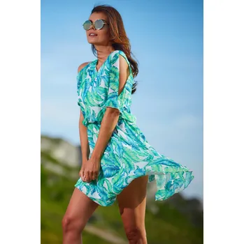 Dámské šaty Rozšířené šifonové šaty mini, zelené L