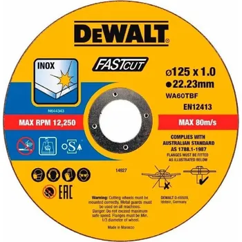 Řezný kotouč DeWalt DT20540 řezný kotouč 125*1*22,2mm, ocel, NEREZ