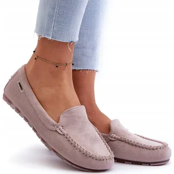 Dámské mokasíny Dámské mokasíny z eko semiše klasické nazouvací fialové 37