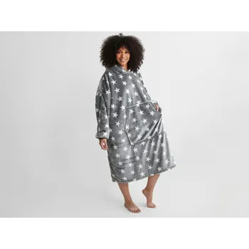 XPOSE® Mikinová deka LÝDIE - šedá, Mikroplyš + Prodloužená možnost vrácení zboží do 50 dnů