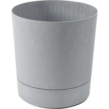 Květináč Lamela LAMELA, Květináč AURA + miska 38 cm, efekt ŠEDÝ-BETON