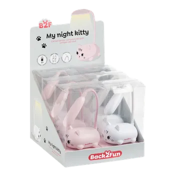 Party dekorace Miquelrius B2F - LED lampička, Night Kitty, teplé světlo, USB napájení, 6 ks, displej, mix barev