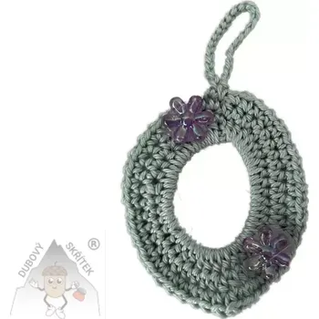 Velikonoční dekorace Dubový skřítek Háčkované vajíčko – velikonoční dekorace s kvítky světle modré