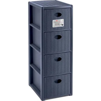 Úložný box STEFANPLAST Úložný plastový regál Elegance Slim, 4 zásuvky, modrý