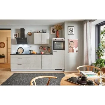 Kuchyňská linka se spotřebiči, dřezem a dřezovou baterií Naturel 270x60x92 cm lesk beton bílo-šedá 665PKW5270G1R