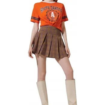 Dámská sukně BAREVNÁ MINI PLISOVANÁ SUKNĚ S KOSTKOVANÝM VZOREM A VYSOKÝM PASEM, TRAPEZOVÝ STŘIH XXS