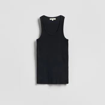 Dámské tričko Reserved - Žebrovaný top - černý - 484IY-99X - 484IY-99X-L