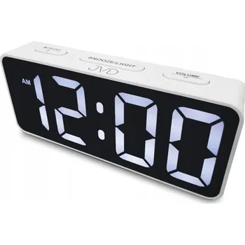 Budík BÍLÝ PŘEHLEDNÝ LED HODINY BUDÍK JVD SB524.3 ALARM REGULACE HLASITOSTI