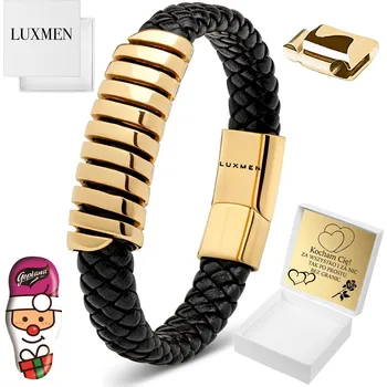 Náramek PÁNSKÝ NÁRAMEK ZLATÝ KOŽENÝ NÁRAMEK S GRAVÍROVÁNÍM JE SILNÝ A NASTAVITELNÝ JAKO DÁREK