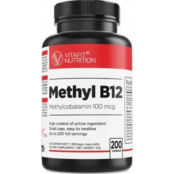 VITAFIT VITAMIN METHYL B12 200 kapslí METHYLOVANÝ VITAMÍN B12 METHYLKOBALAMIN