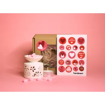 Aroma lampa Gardners Dárková sada z lásky - Aroma lampa s vonným voskem a čajovou svíčkou