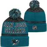 Outerstuff Dětská zimní čepice San Jose Sharks NHL Puck Pattern Cuffed Pom