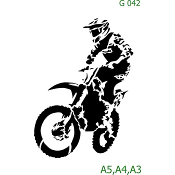 Plastová šablona pro malování - Auta, lodě, letadla, vlaky - Motorkář (G042) - A5 , Lepící fólie