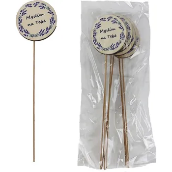 Dekorační zápich s nápisem Myslím na Tebe, 8 ks D7875