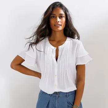 Dámská halenka Halenka se sámky a krátkými rukávy režná 44