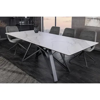 Jídelní stůl Rozkládací jídelní stůl - Atlas, 160-200 cm, bílý mramor