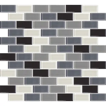 Obklad Skleněná mozaika Premium Mosaic šedá 31x33 cm lesk MOS5025MIX1