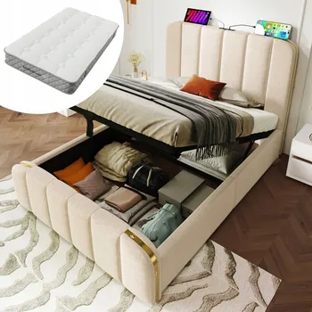 Postel Jednolůžková dřevěná postel Arhatreya 90x200, béžové odstíny