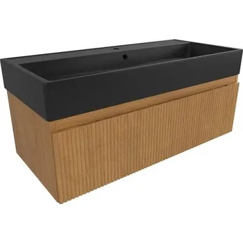 Koupelnový nábytek Koupelnová skříňka s umyvadlem SAT Evolution 98x30x44,5 cm dub medový mat SATEVO100DMU2B