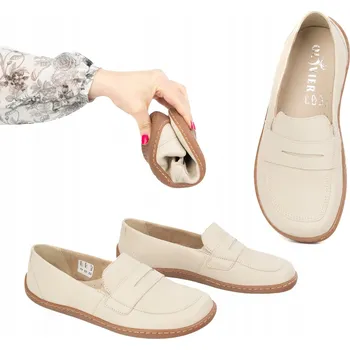 Dámské mokasíny BAREFOOT Elegantní Dámské minimalistické mokasíny 1280 béžové 42