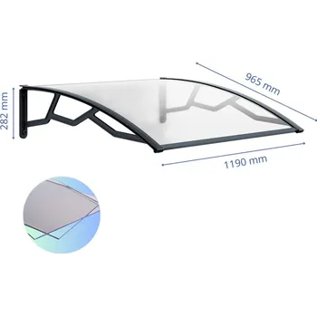 Stříška nad vchodové dveře ARTPLAST Vchodová stříška 100x120cm, čirá