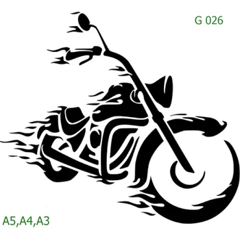 Plastová šablona pro malování - Auta, lodě, letadla, vlaky - Motorka (G026) - A5 , Lepící fólie