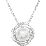 Stříbrný náhrdelník s perlou ve středu dvou propletených kroužku